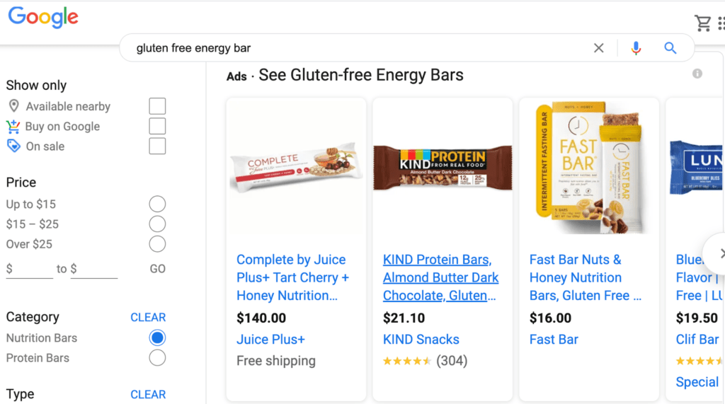 Gluten free energy bars google shopping